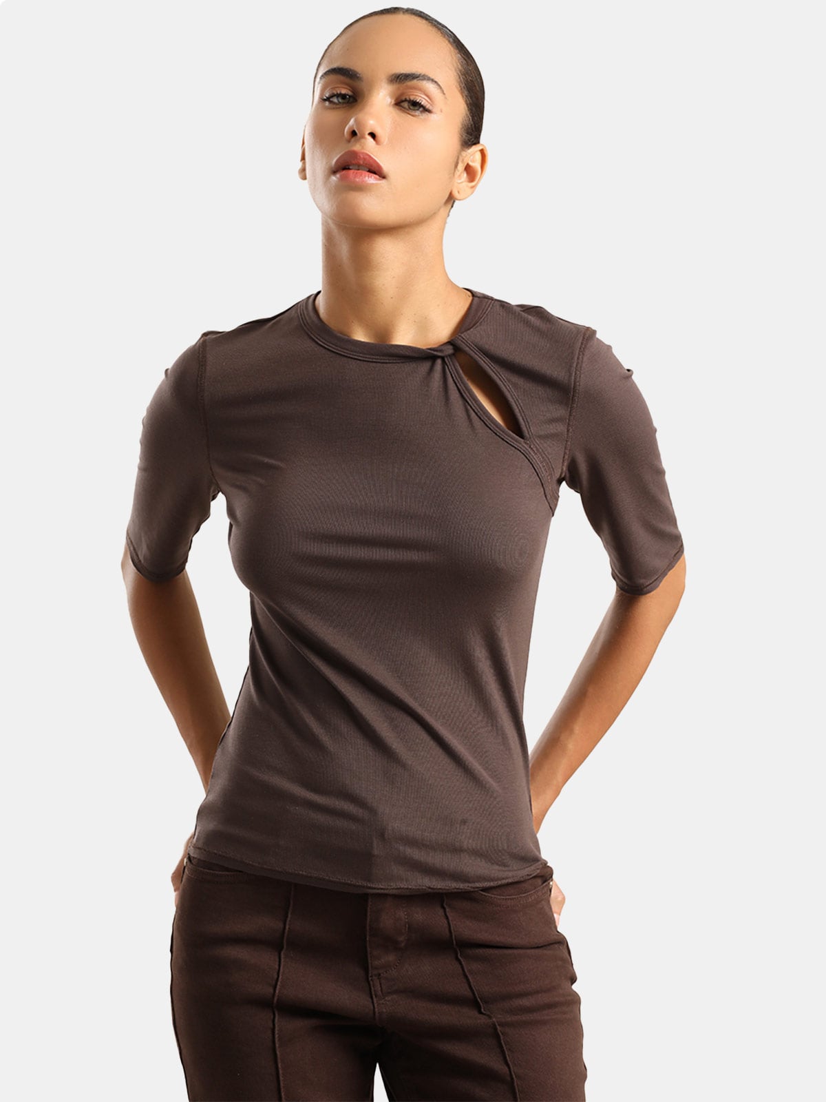 TOP MANGA 3/4 MUJER LIOLA CUT OUT CUELLO REDONDO - 1