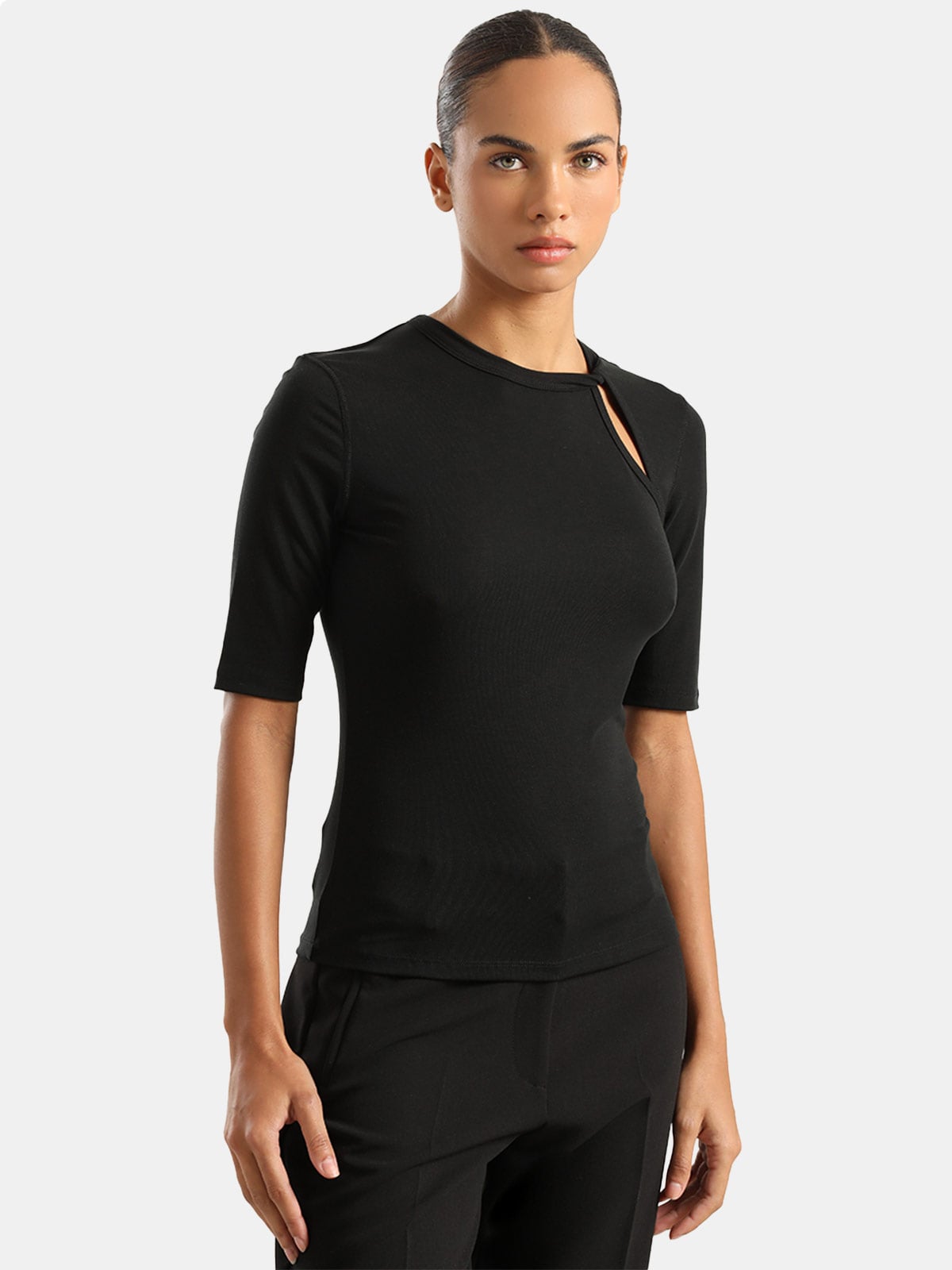TOP MANGA 3/4 MUJER LIOLA CUT OUT CUELLO REDONDO - 1