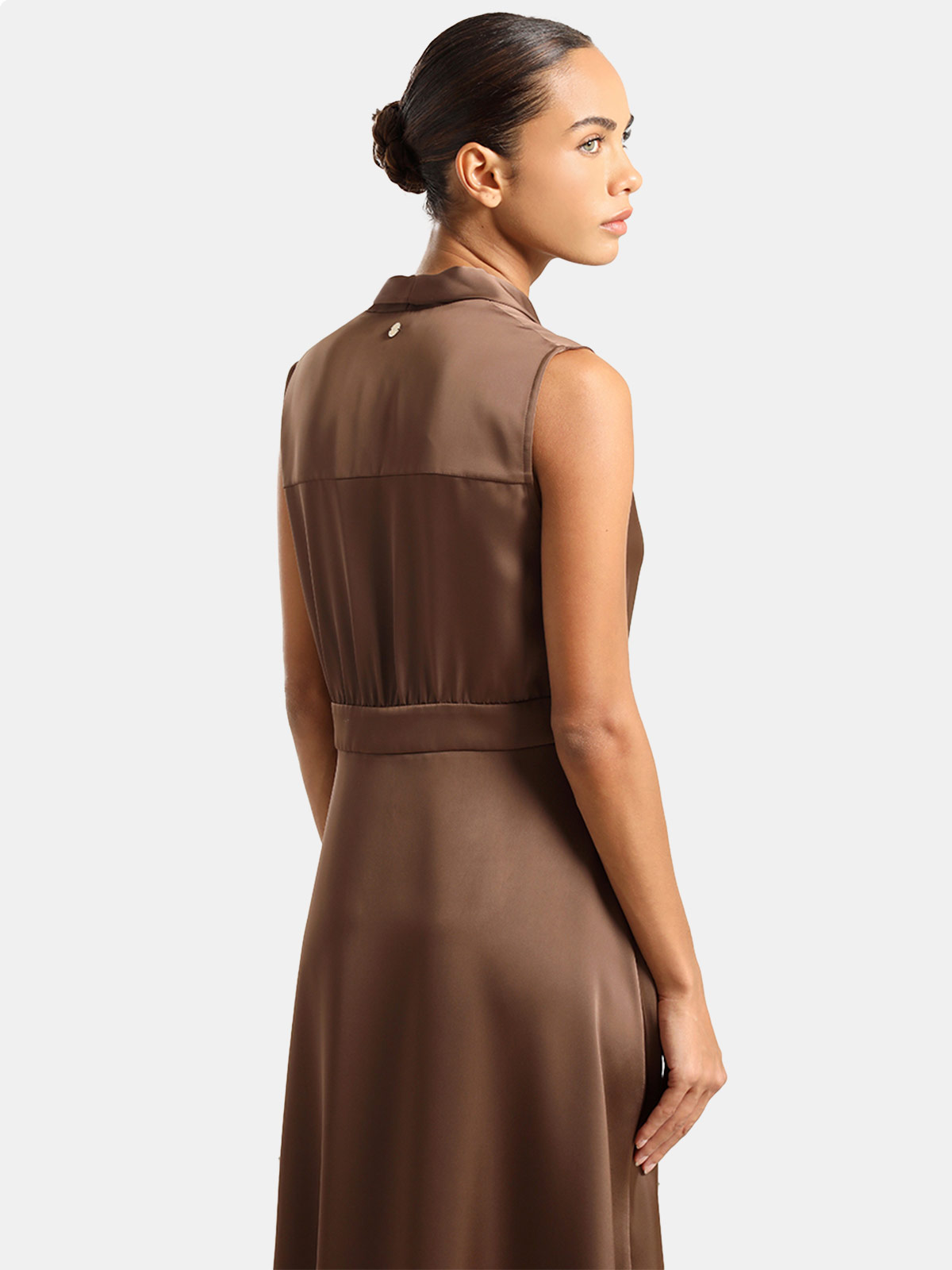 VESTIDO MIDI SATIN MUJER LIOLA CHOCOLATE - 3