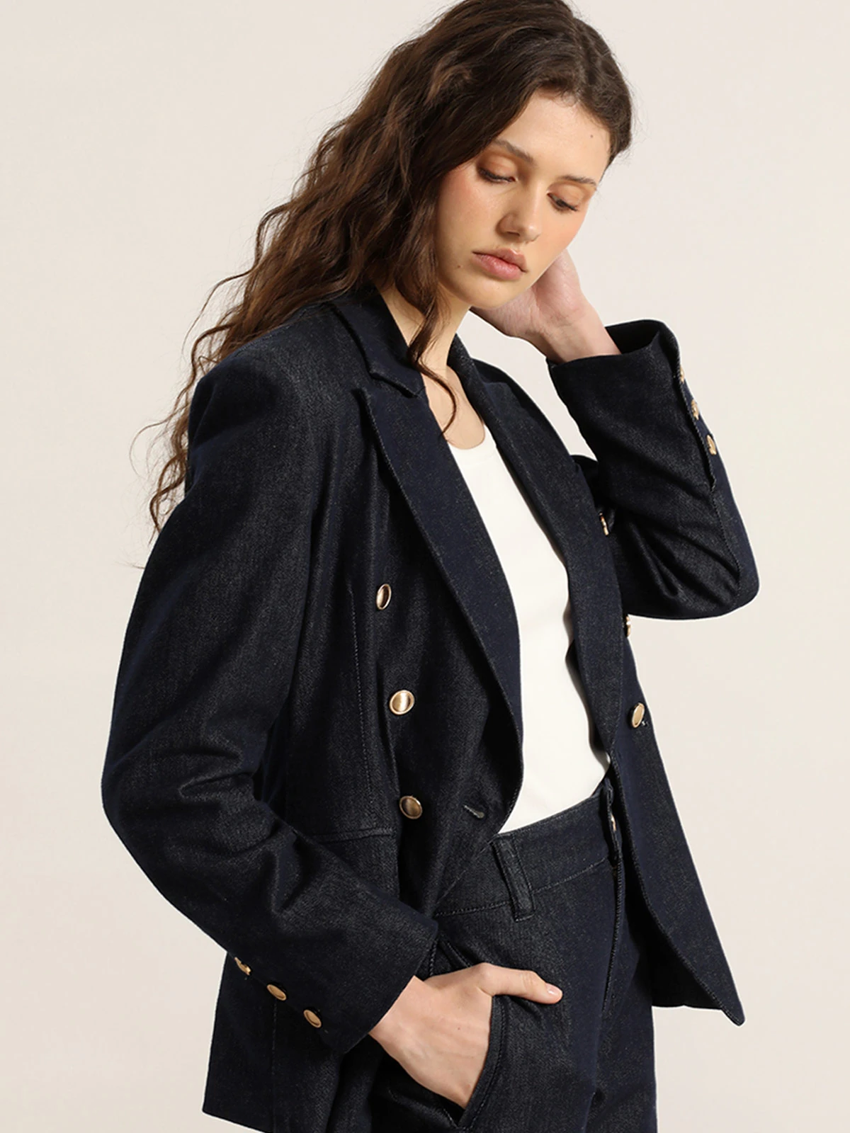BLAZER ALGODÓN MUJER LIOLA DENIM CRUZADO - 3