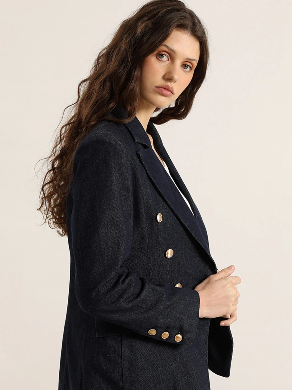 BLAZER ALGODÓN MUJER LIOLA DENIM CRUZADO - 4