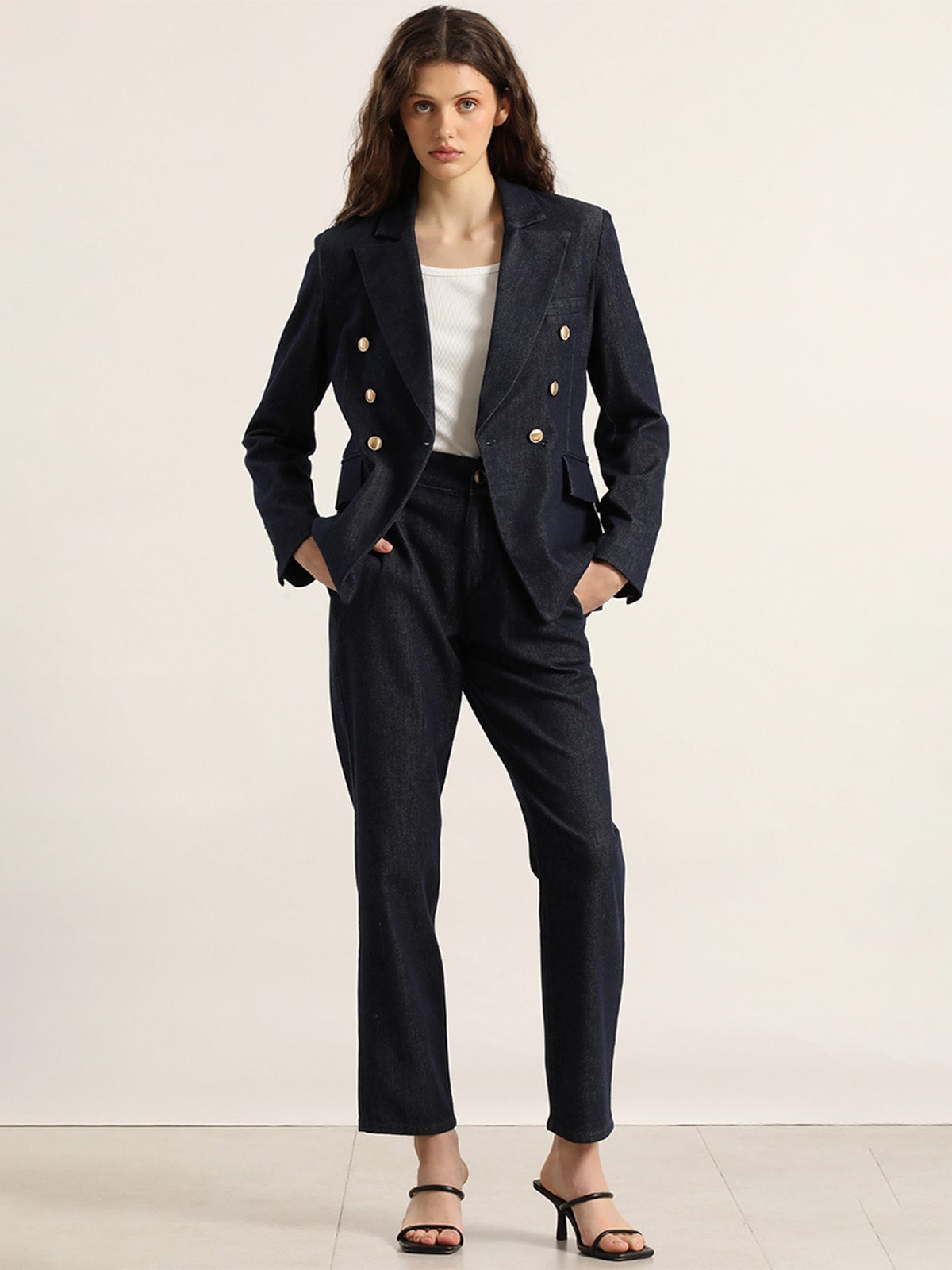 BLAZER ALGODÓN MUJER LIOLA DENIM CRUZADO - 5