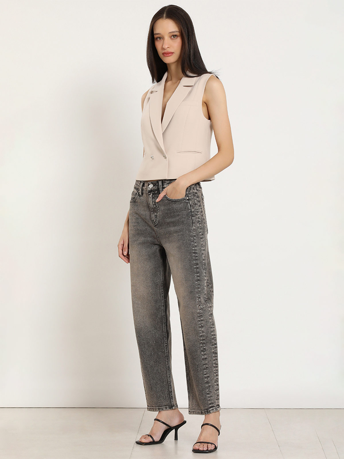 JEANS ALGODÓN BARREL MUJER LIOLA TIRO ALTO - 1