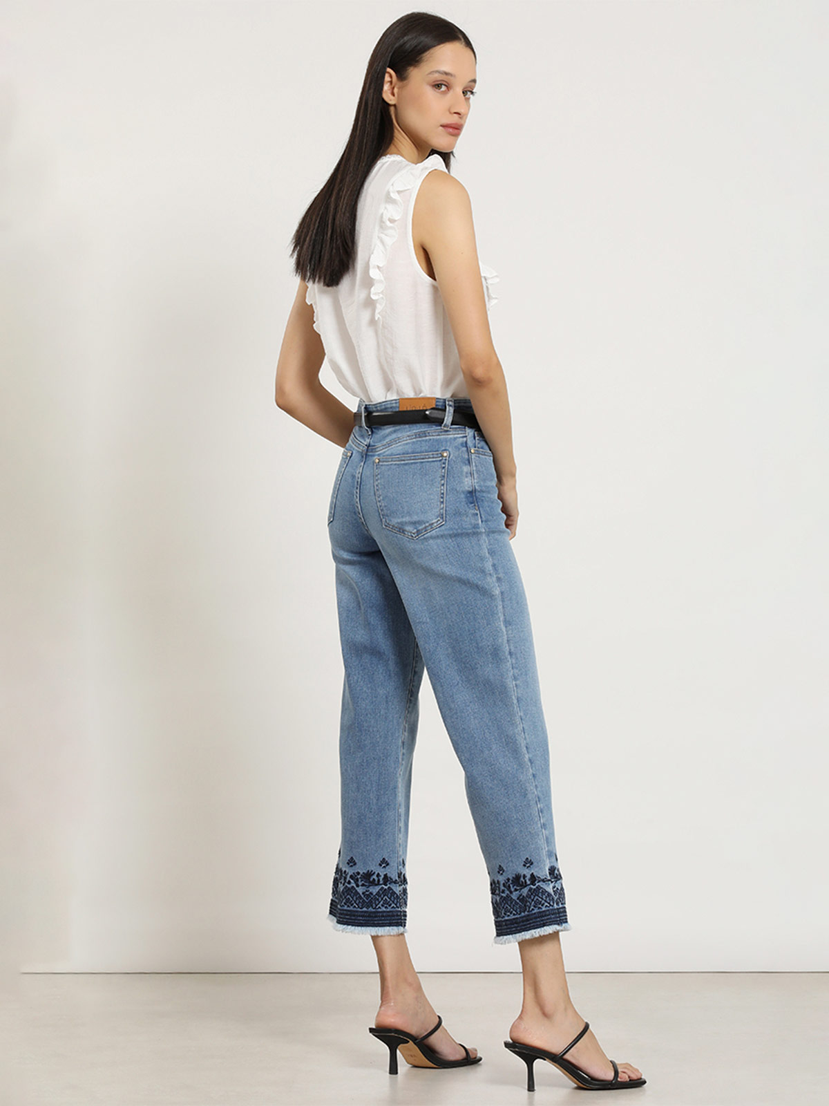 JEANS ALGODÓN CROPPED STRAIGHT MUJER LIOLA BORDADO - 4
