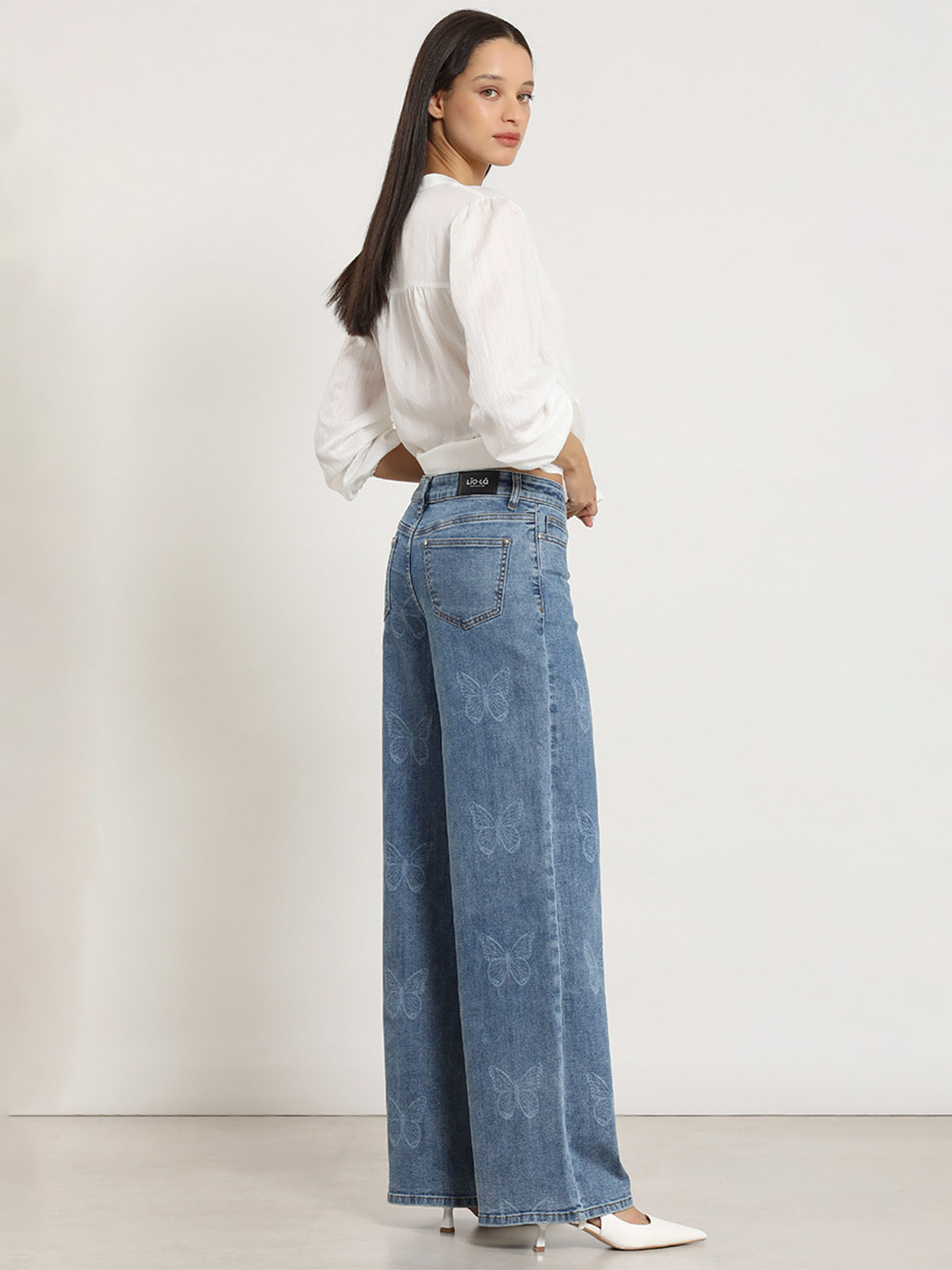JEANS ALGODÓN STRAIGHT MUJER LIOLA ESTAMPADO MARIPOSAS - 3