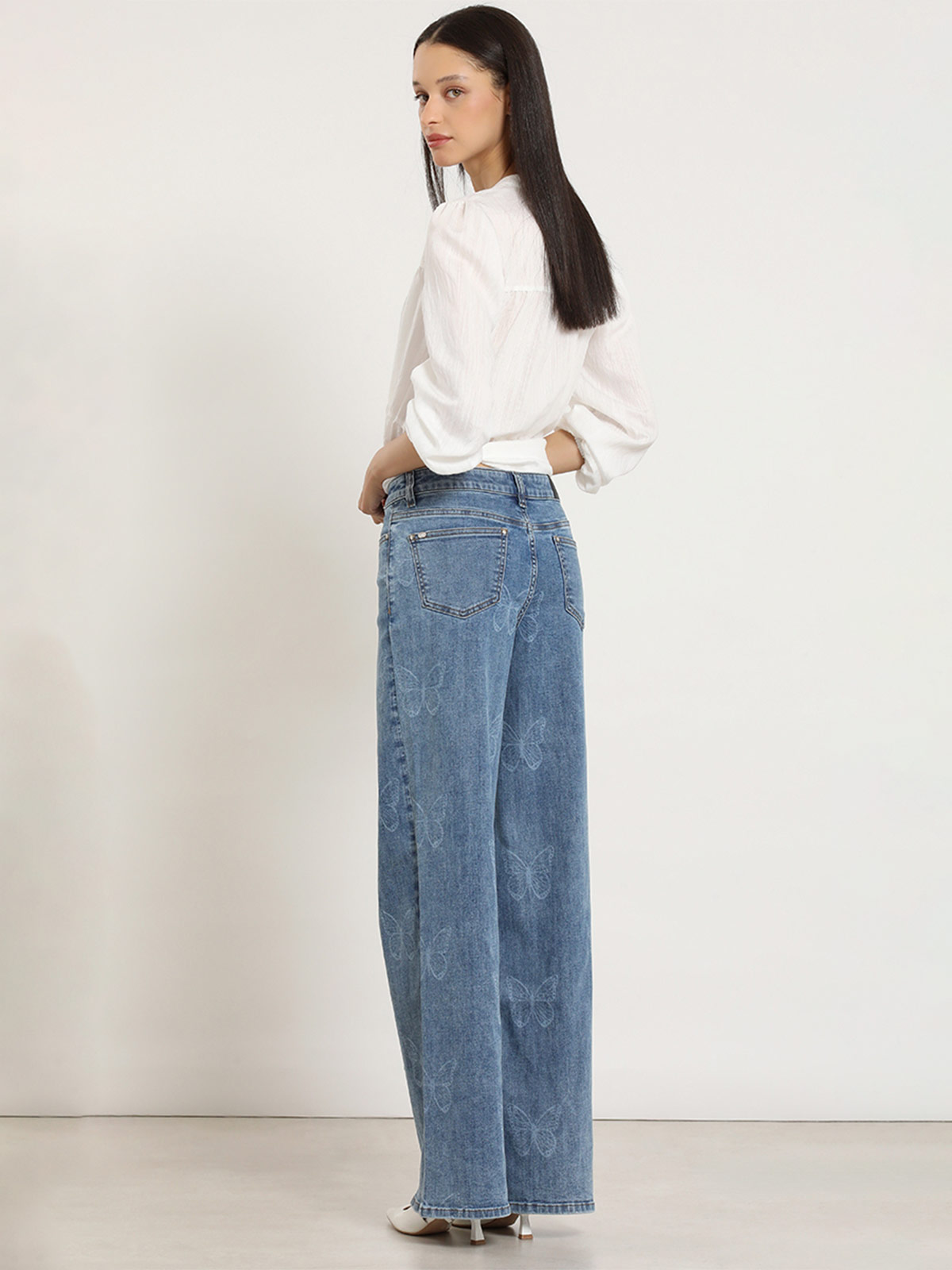 JEANS ALGODÓN STRAIGHT MUJER LIOLA ESTAMPADO MARIPOSAS - 4