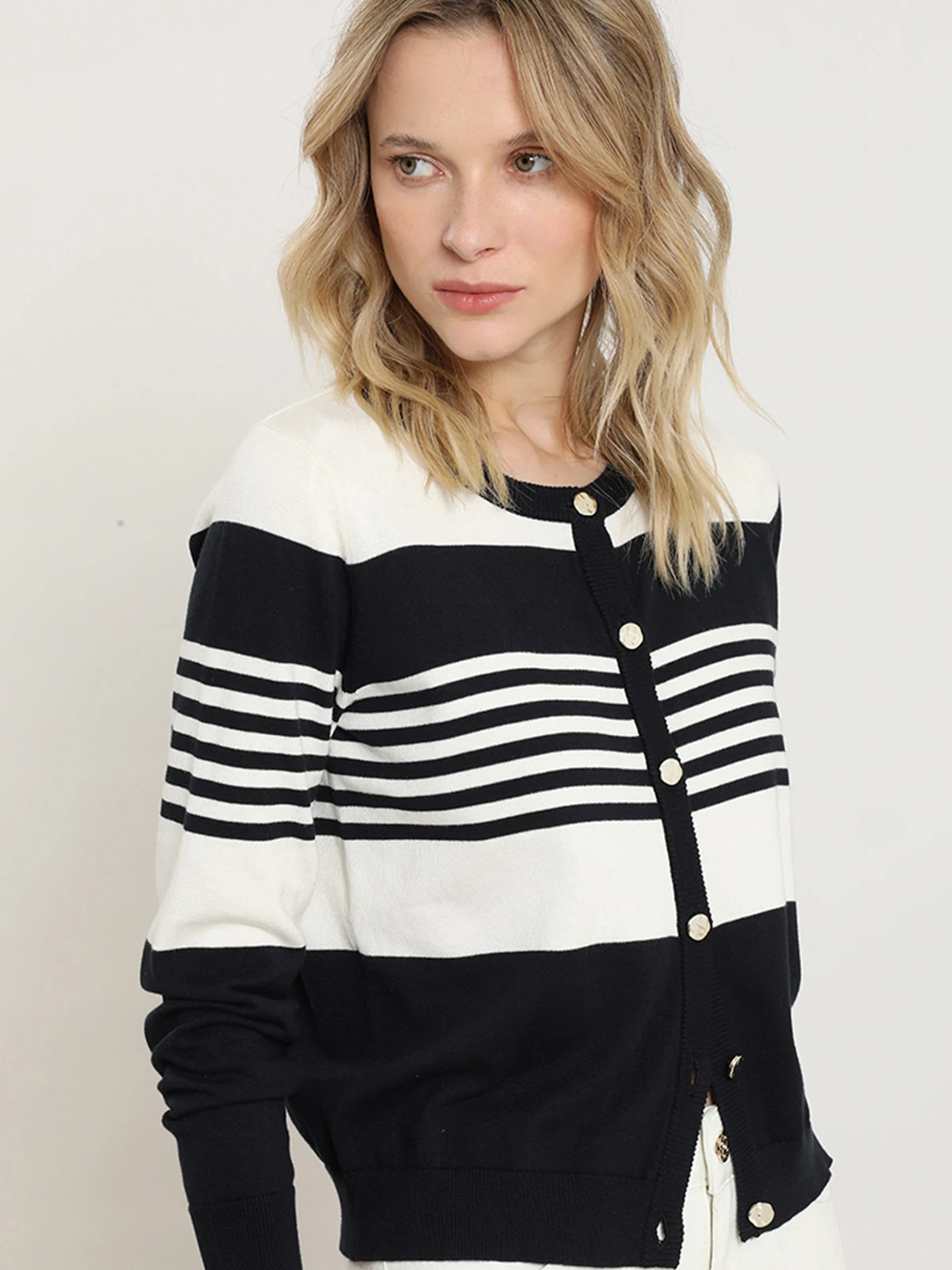 CARDIGAN ALGODÓN MUJER PUNTO RAYAS - 1