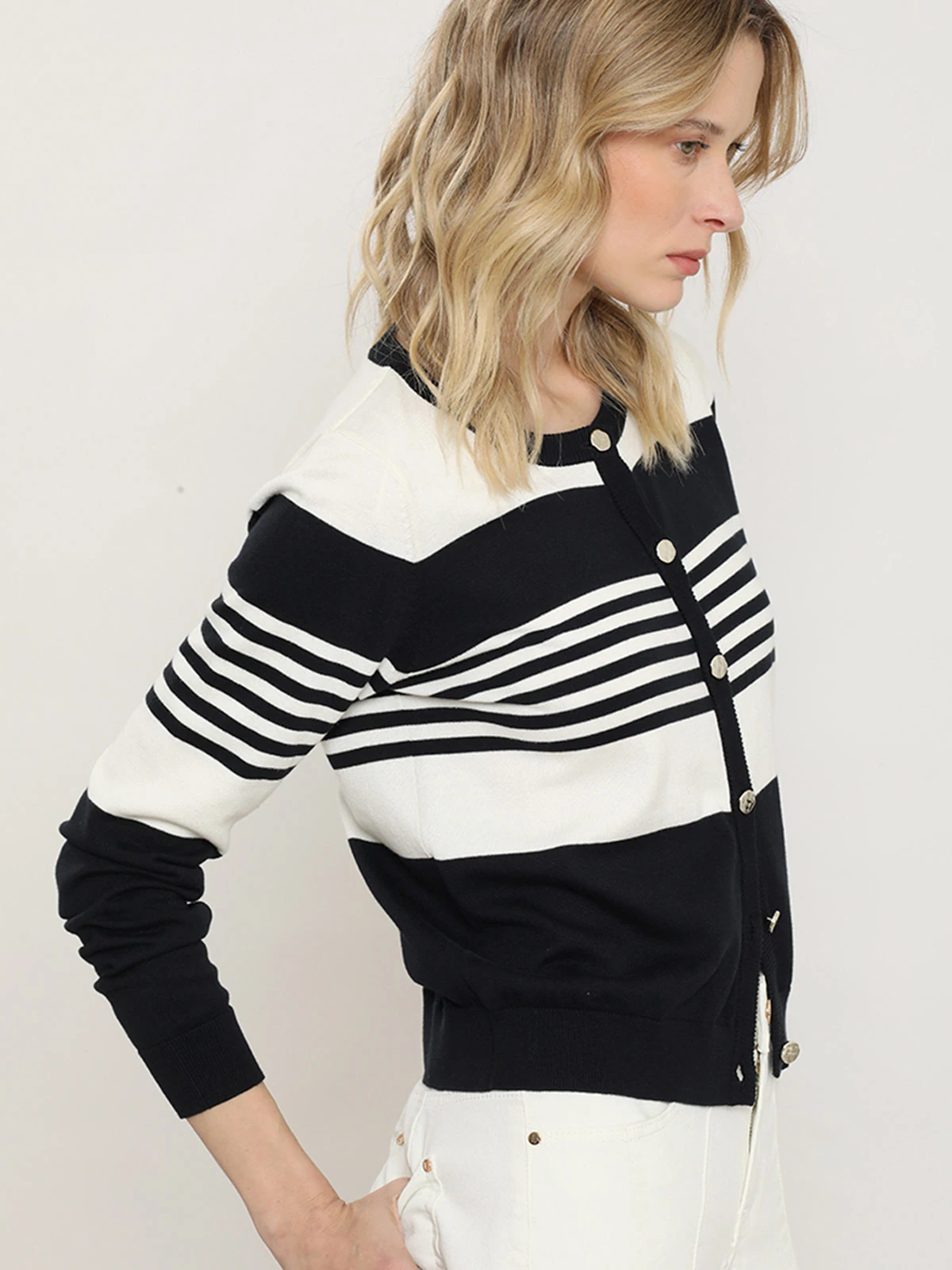 CARDIGAN ALGODÓN MUJER PUNTO RAYAS - 5