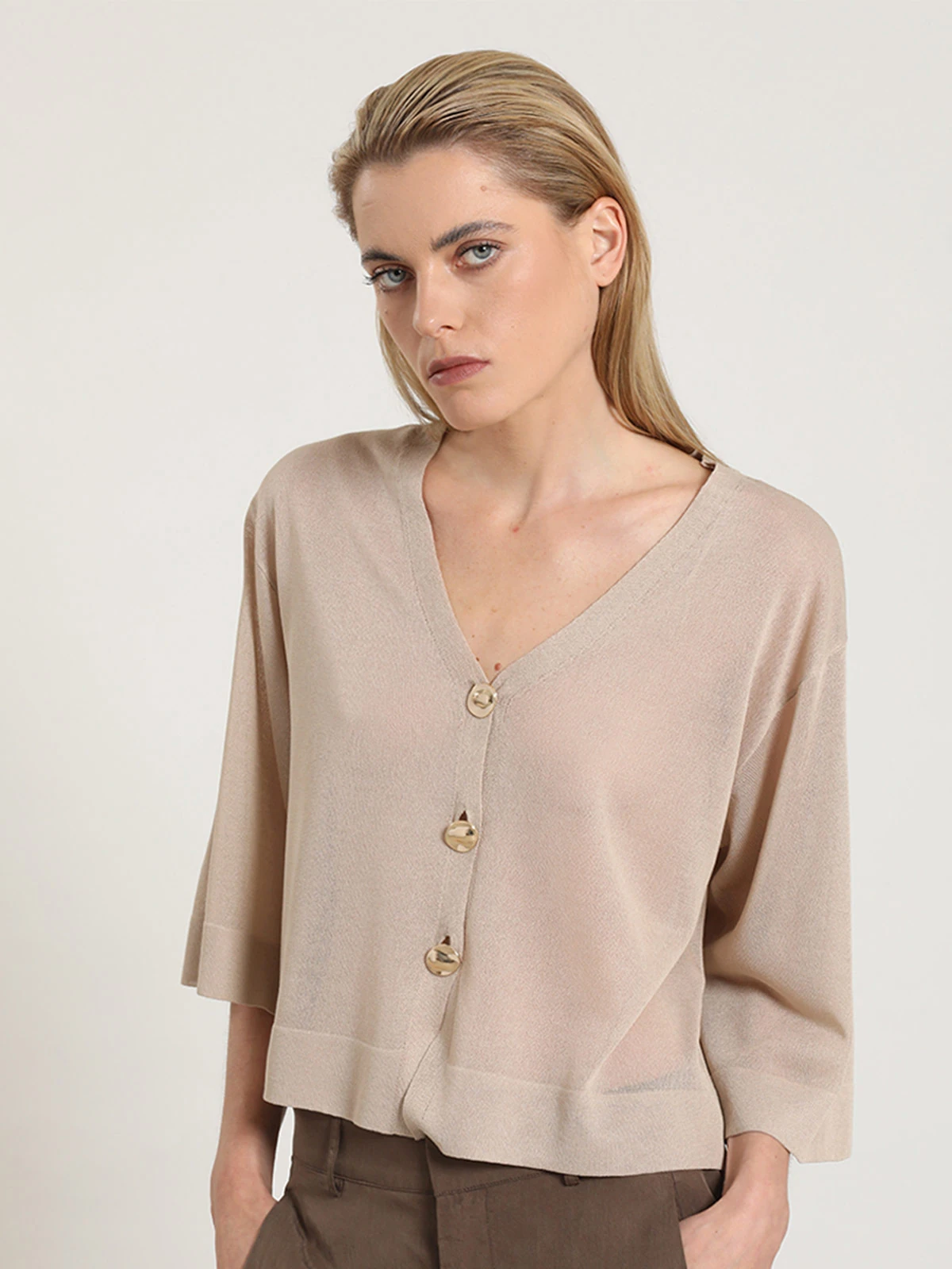 CARDIGAN MUJER LIOLA PUNTO SEMITRANSPARENTE - 1