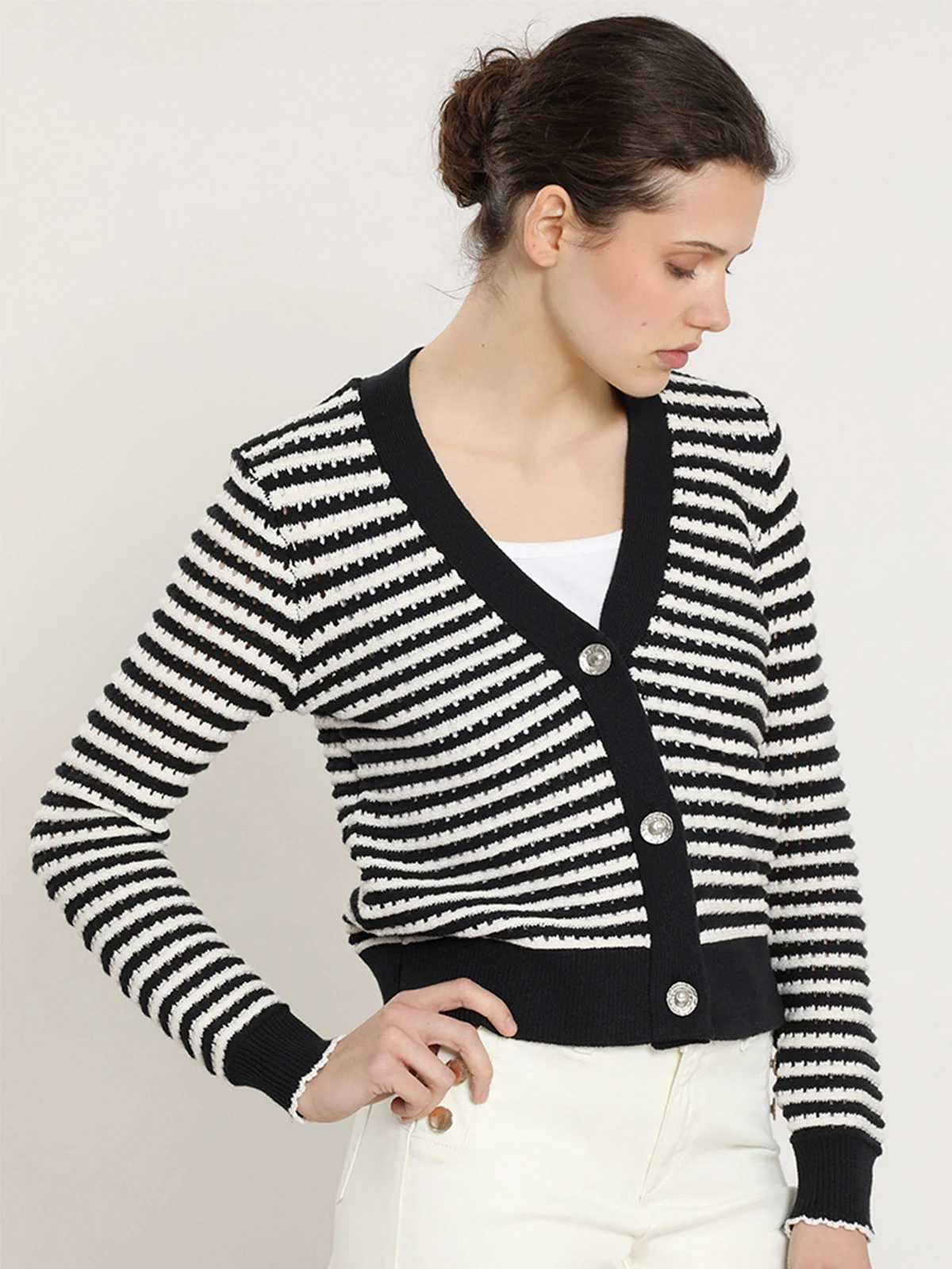 CARDIGAN ALGODÓN MUJER LIOLA PUNTO RAYAS - 1