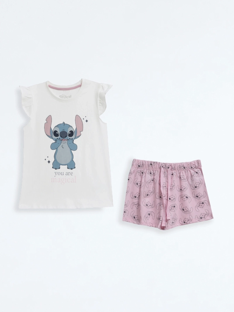 PIJAMA ALGODÓN NIÑA STITCH BLANCO - 1