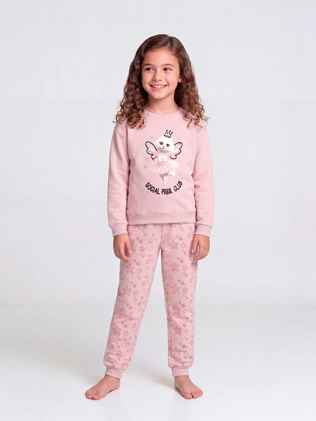 PIJAMA KITTY MANGA LARGA FRANELA NIÑA HARVEST - 1