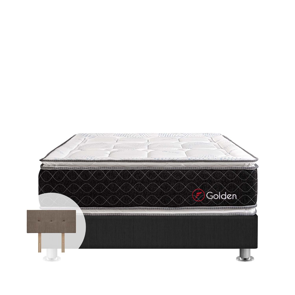 CAMA AMERICANA FORLI BEAUTY DREAM GOLDEN  2 PLAZAS GRIS + CABECERA - 1