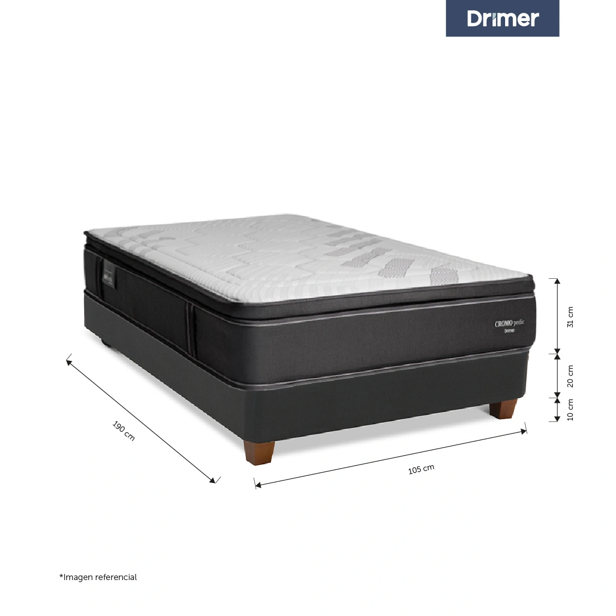CAMA AMERICANA CROMOPEDIC 1.5 PLAZAS GRIS - 3