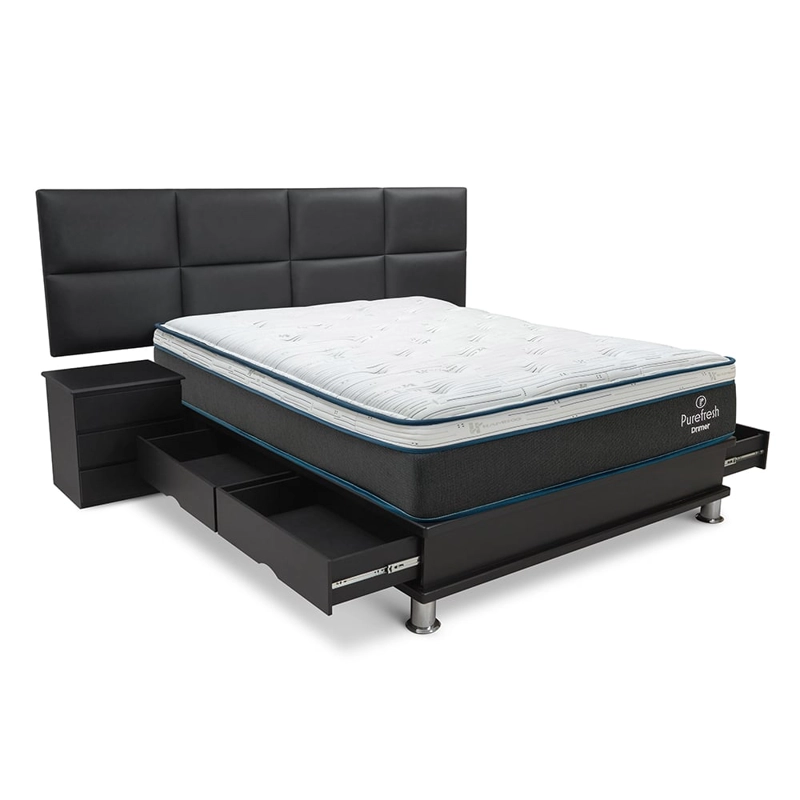 DORMITORIO AMERICANO DRIMER PURE FRESH QUEEN CON CAJONES KAELA + VELADORES - 1