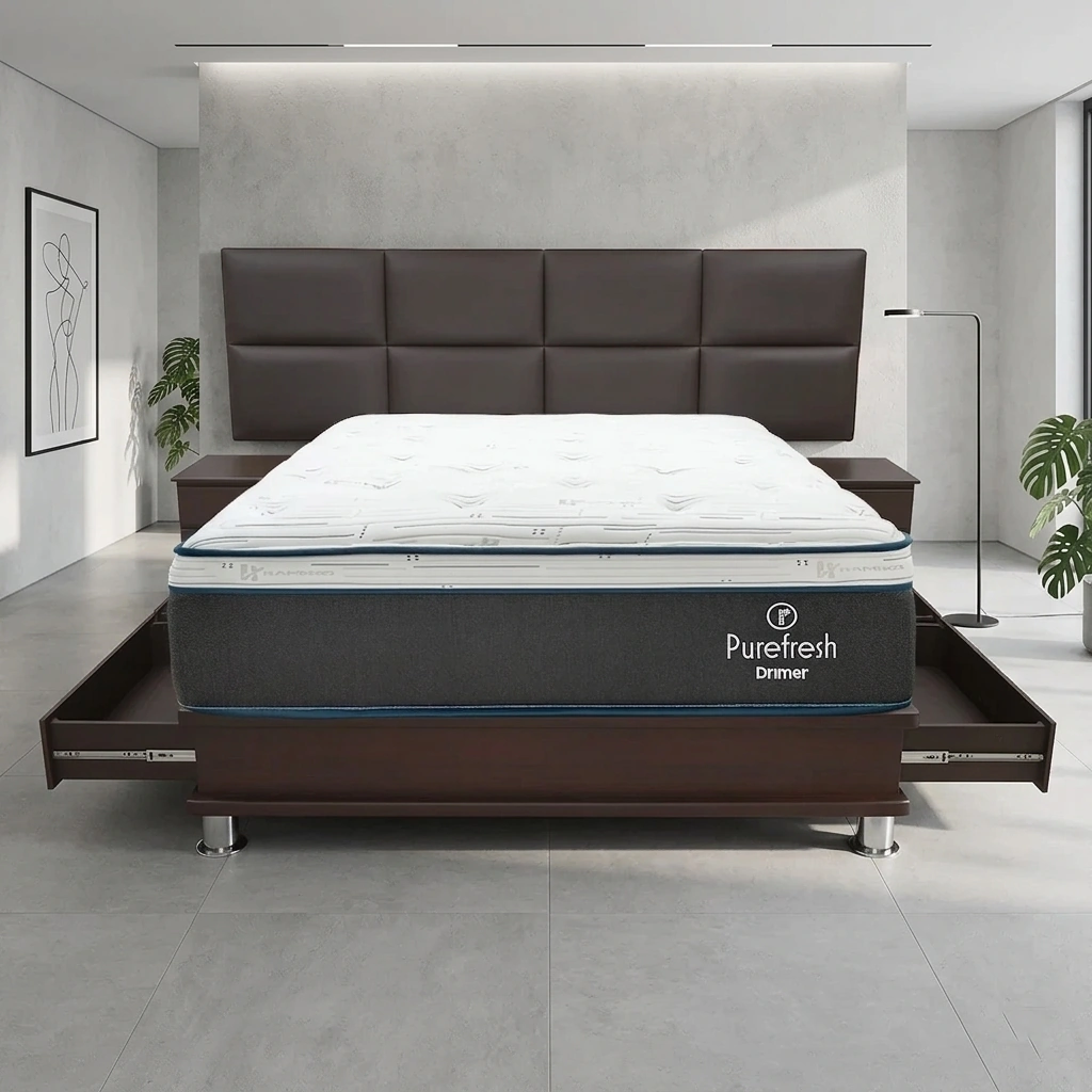 DORMITORIO AMERICANO DRIMER PURE FRESH KING CON CAJONES SOFÍA + VELADORES - 1