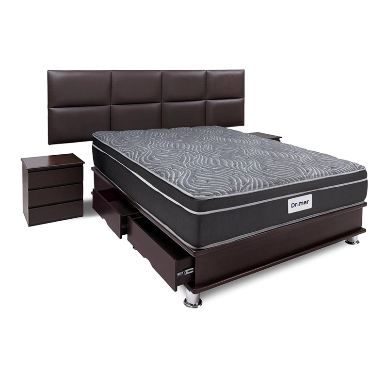 DORMITORIO AMERICANO DRIMER VENTUS KING CON CAJONES SOFÍA + VELADORES - 1