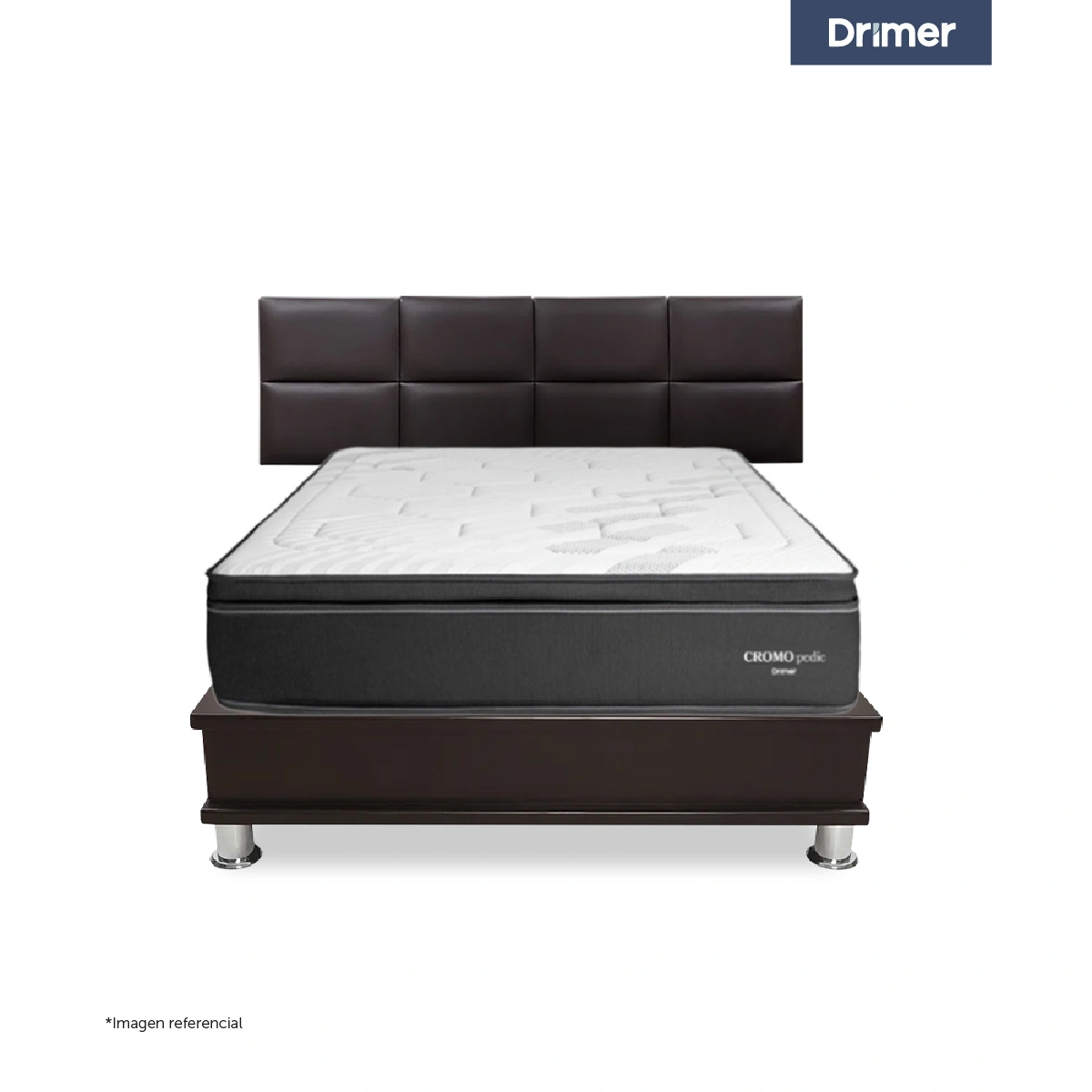 DORMITORIO CON CAJONES DRIMER CROMOPEDIC 2 PLAZAS SOFÍA + VELADORES - 2