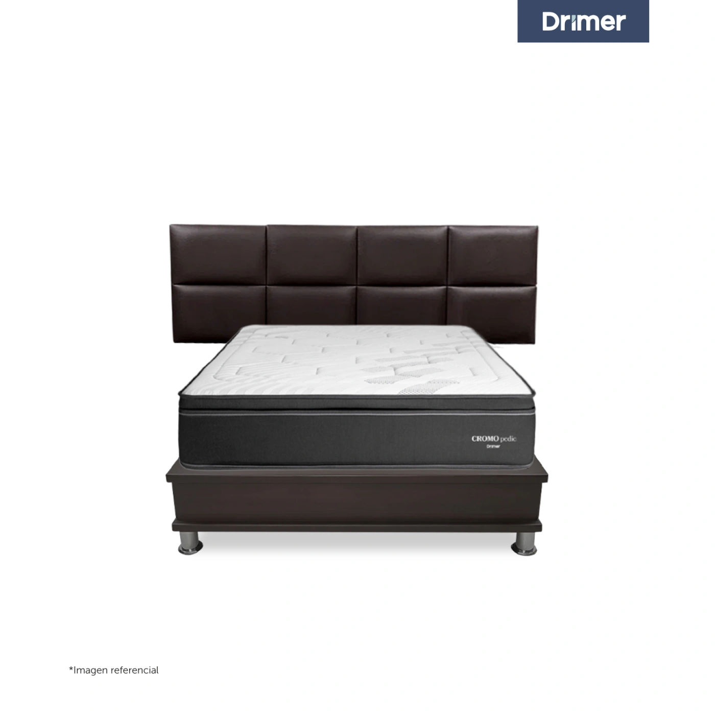 DORMITORIO CON CAJONES DRIMER CROMOPEDIC KING SOFÍA + VELADORES - 2