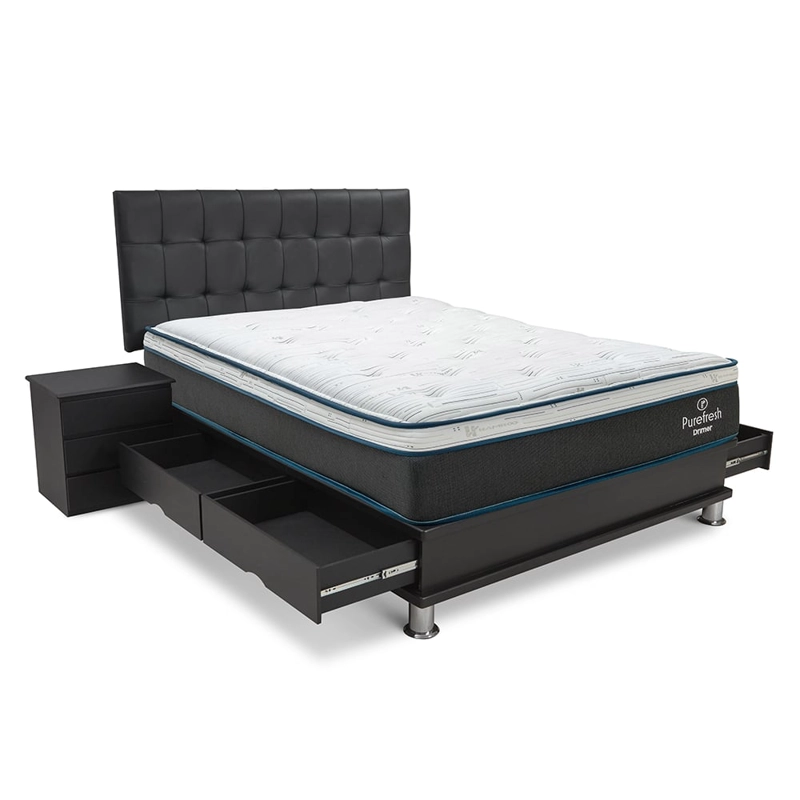 DORMITORIO AMERICANO DRIMER PURE FRESH 2 PLAZAS CON CAJONES FACUNDO + VELADORES - 1