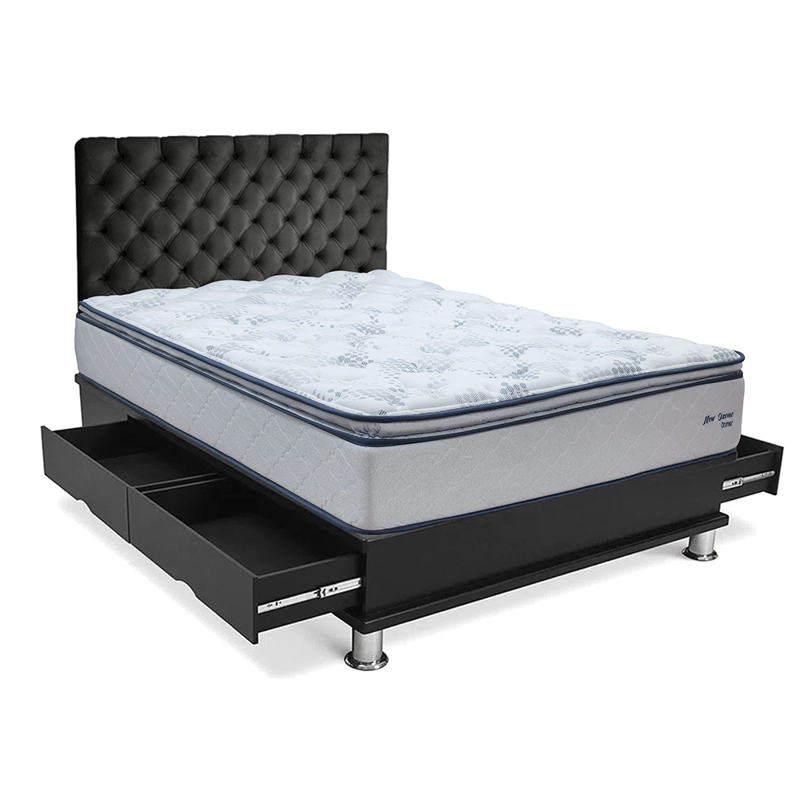 DORMITORIO AMERICANO DRIMER VENTUS 2 PLAZAS CON CAJONES FACUNDO + VELADORES - 1