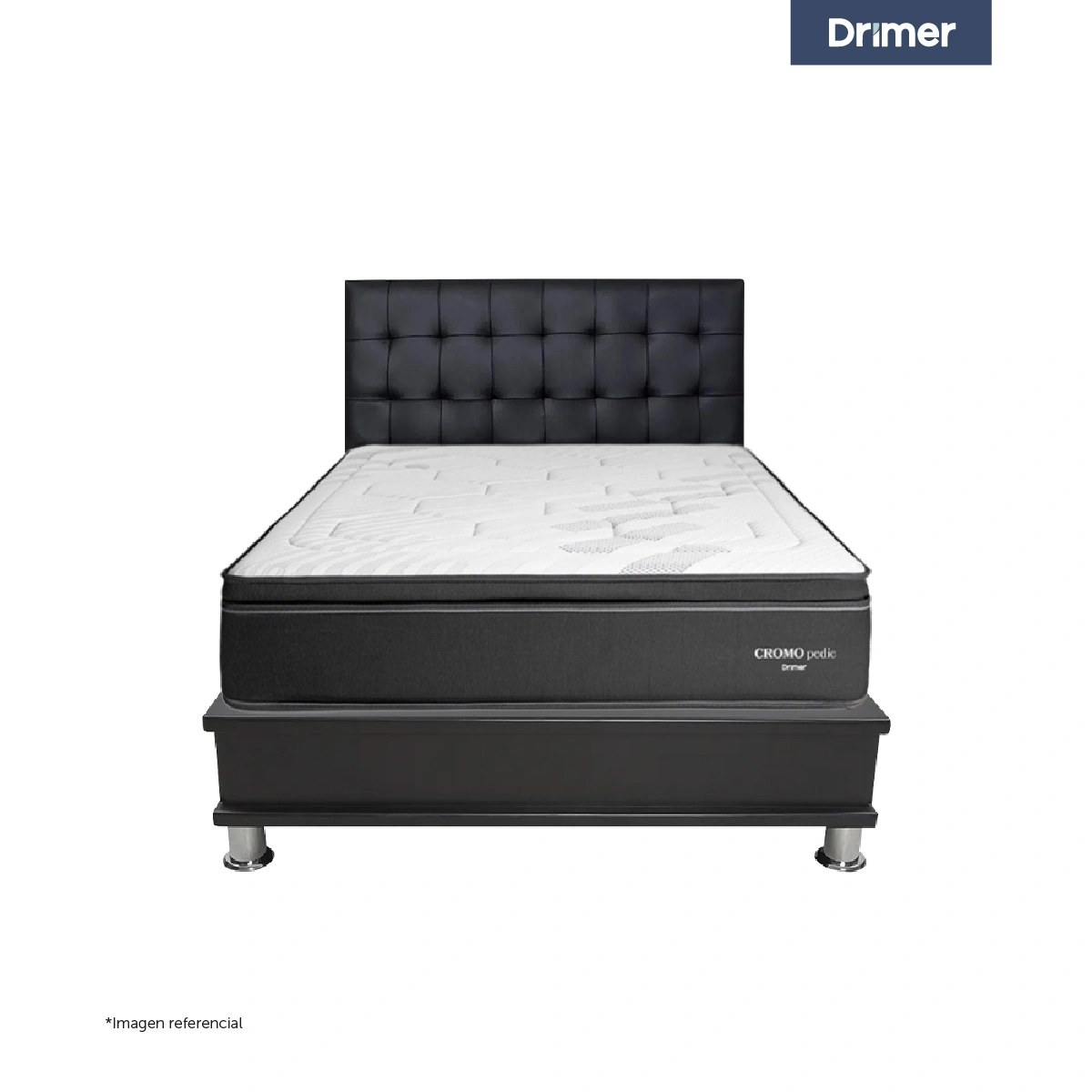 DORMITORIO CON CAJONES DRIMER CROMOPEDIC QUEEN FACUNDO + VELADORES - 2