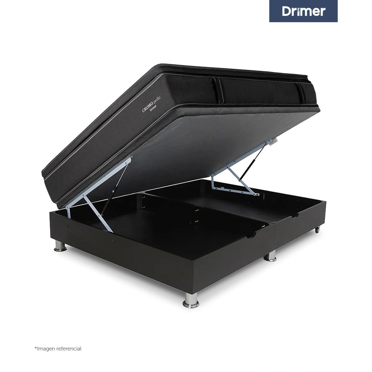 CAMA BOXET DRIMER CROMOPEDIC LAQUEADA 2 PLAZAS GRIS - 3