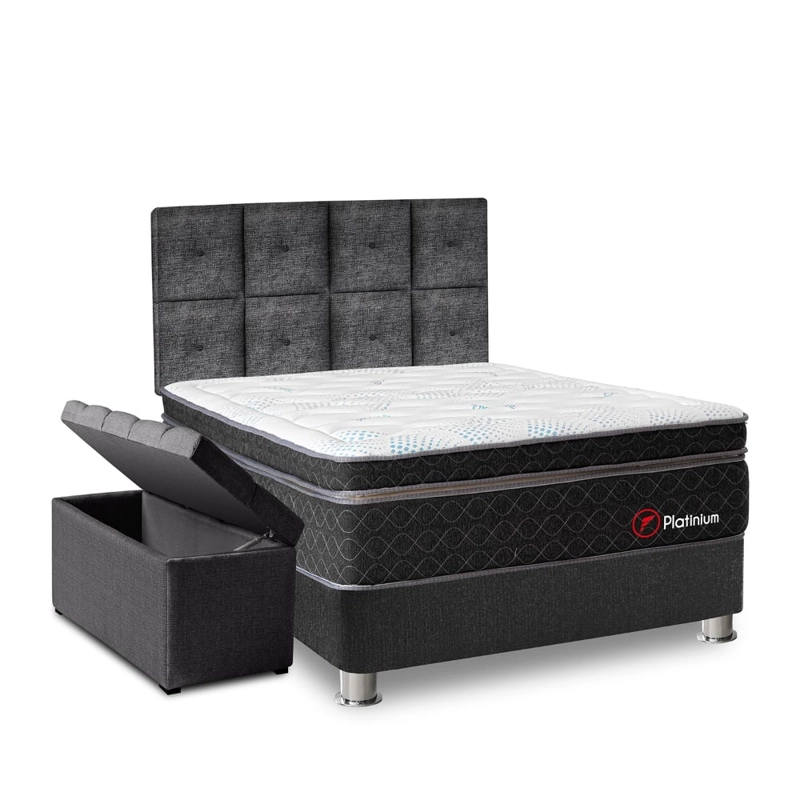 DORMITORIO AMERICANO FORLI POCKET PLATINIUM 2 PLAZAS TAPIZADO + BAÚL - 2