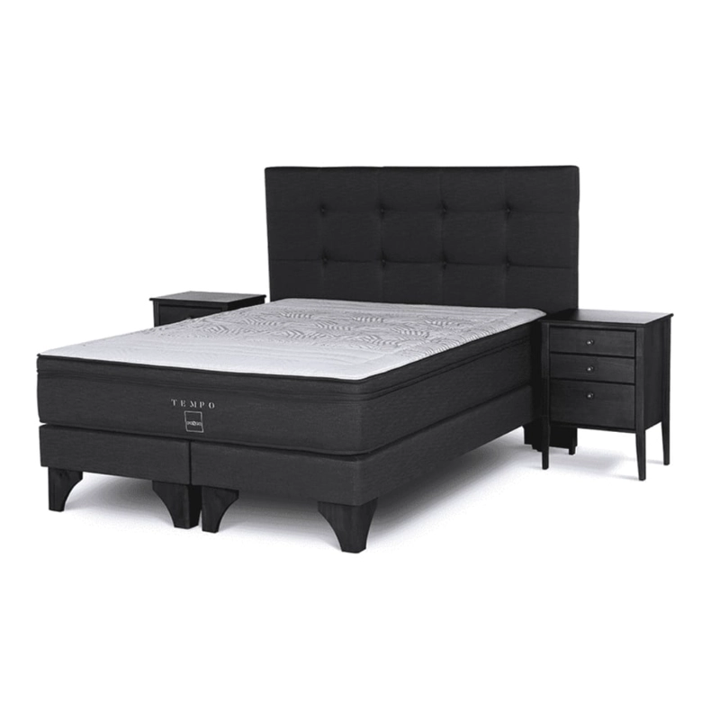 DORMITORIO EUROPEO ROSEN TEMPO QUEEN ISSEY GRAFITO + 2 VELADORES + 2 ALMOHADAS MEMORY MAX - 1