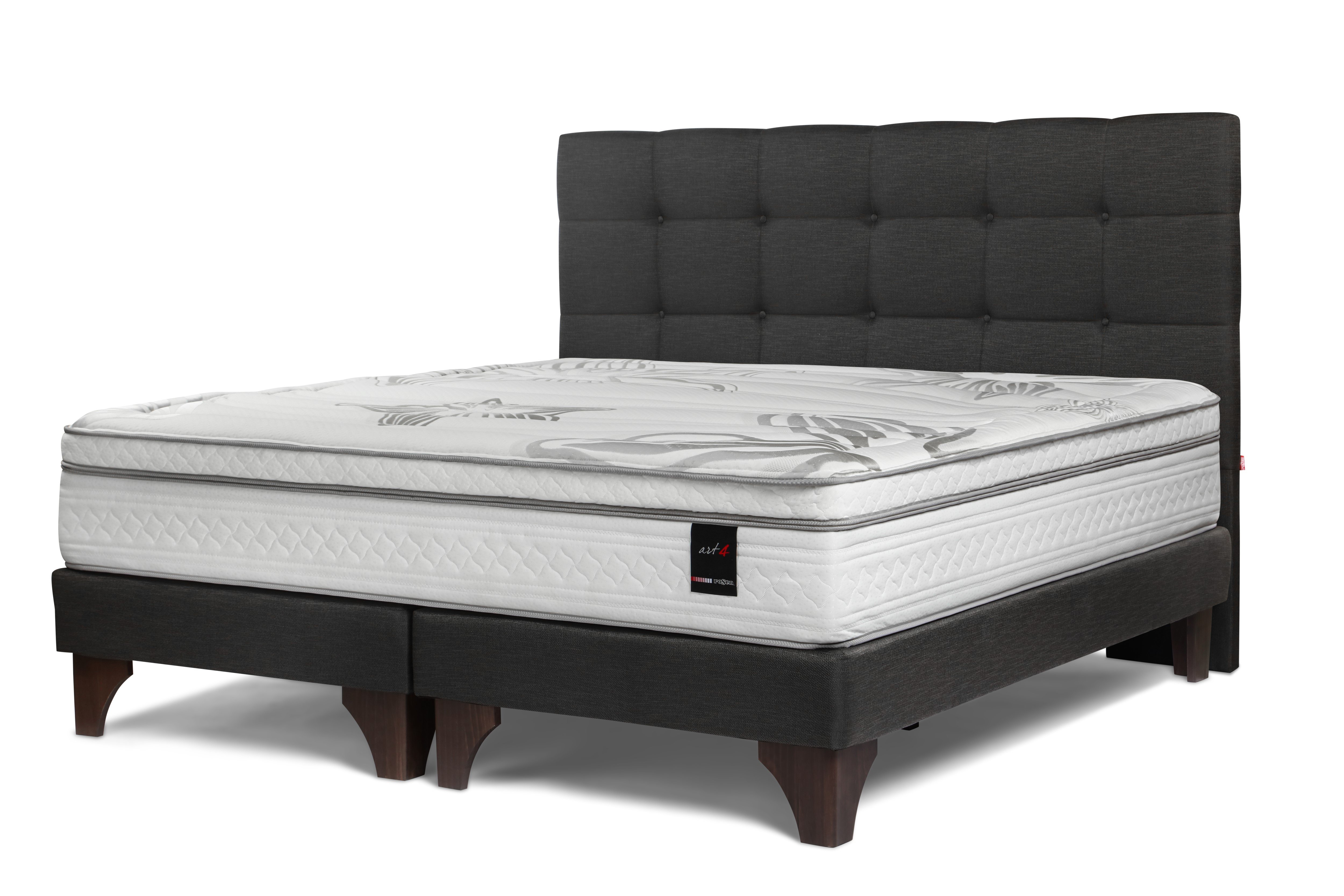DORMITORIO EUROPEO ROSEN ART 4 QUEEN ISSEY GRAFITO + 2 VELADORES + 2 ALMOHADAS MEMORY MAX - 2