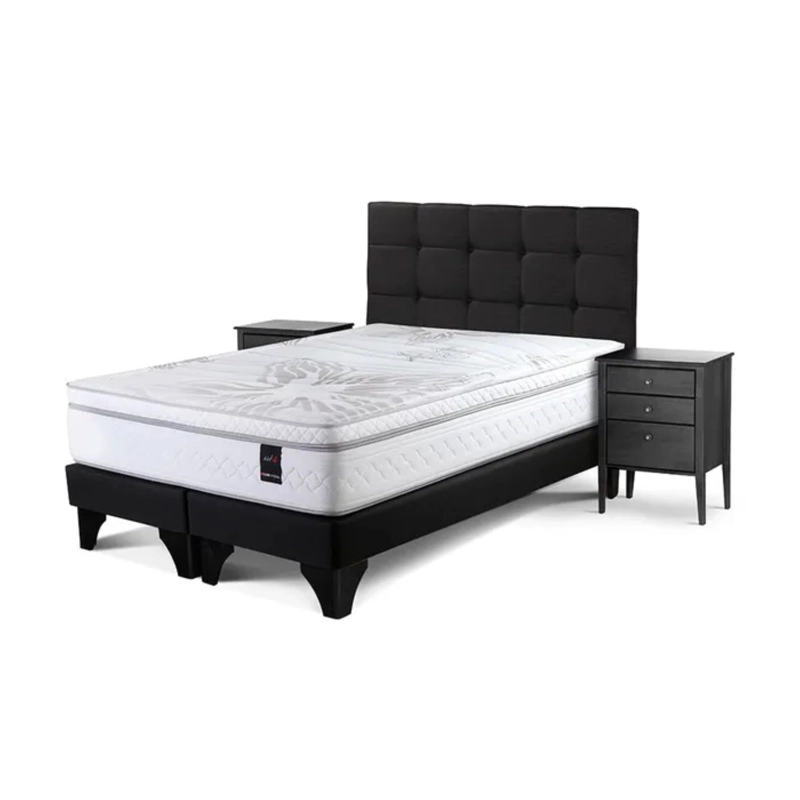 DORMITORIO EUROPEO ROSEN ART 4 KING ISSEY GRAFITO + 2 VELADORES + 2 ALMOHADAS MEMORY MAX - 1