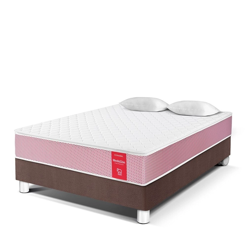 CAMA AMERICANA PARAÍSO MEDALLÓN ERGOSOFT 2 PLAZAS CHOCOLATE + 2 ALMOHADAS + PROTECTOR - 1