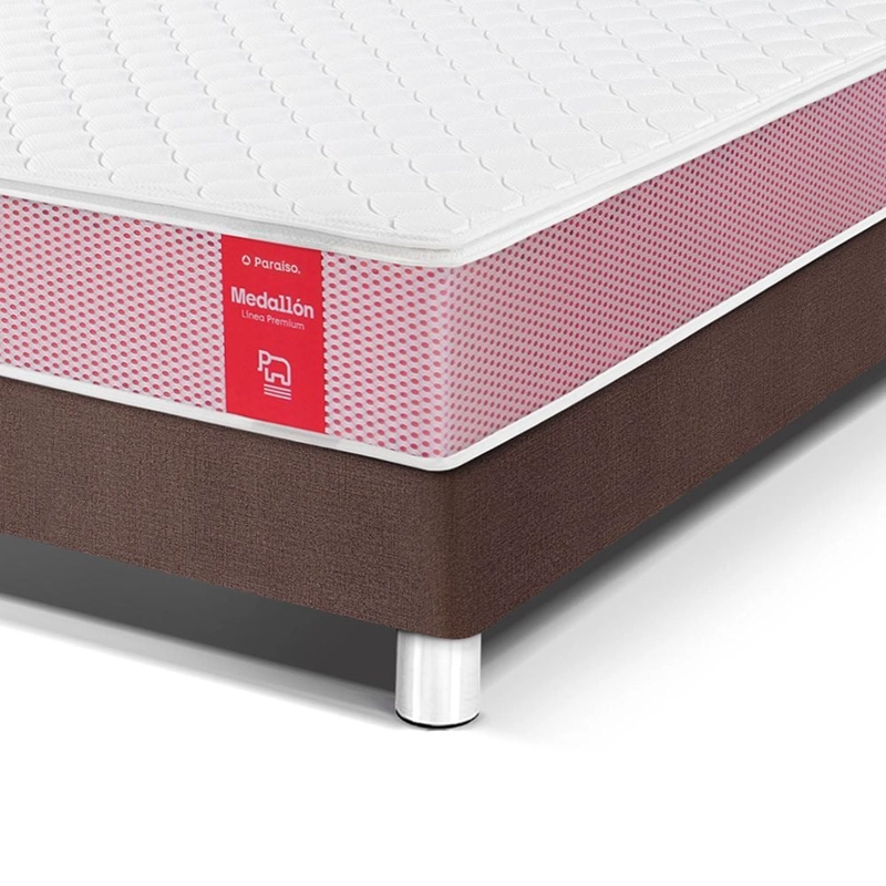 CAMA AMERICANA PARAÍSO MEDALLÓN ERGOSOFT 2 PLAZAS CHOCOLATE + 2 ALMOHADAS + PROTECTOR - 2