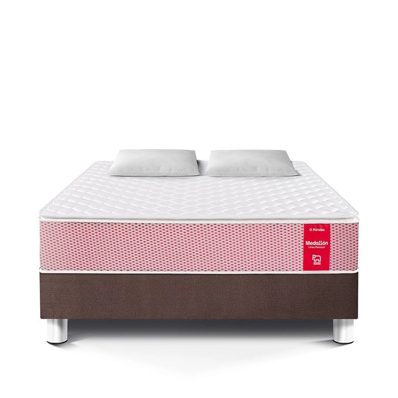 CAMA AMERICANA PARAÍSO MEDALLÓN ERGOSOFT 2 PLAZAS CHOCOLATE + 2 ALMOHADAS + PROTECTOR - 3