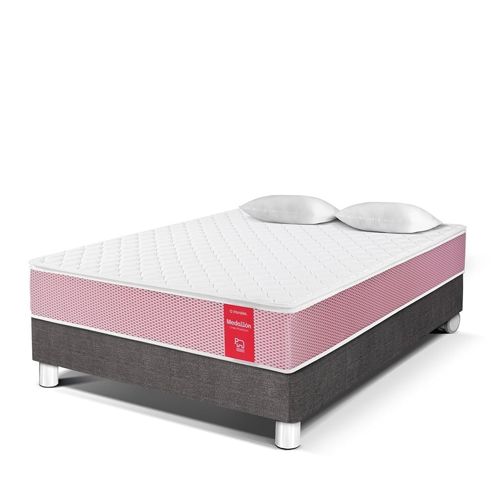 CAMA AMERICANA PARAÍSO MEDALLÓN ERGOSOFT 2 PLAZAS ACERO + 2 ALMOHADAS + PROTECTOR - 1