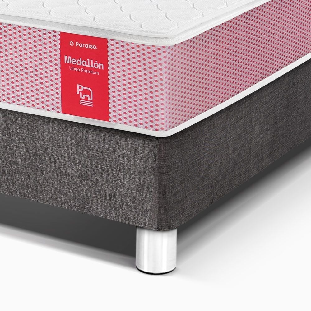 CAMA AMERICANA PARAÍSO MEDALLÓN ERGOSOFT 2 PLAZAS ACERO + 2 ALMOHADAS + PROTECTOR - 2