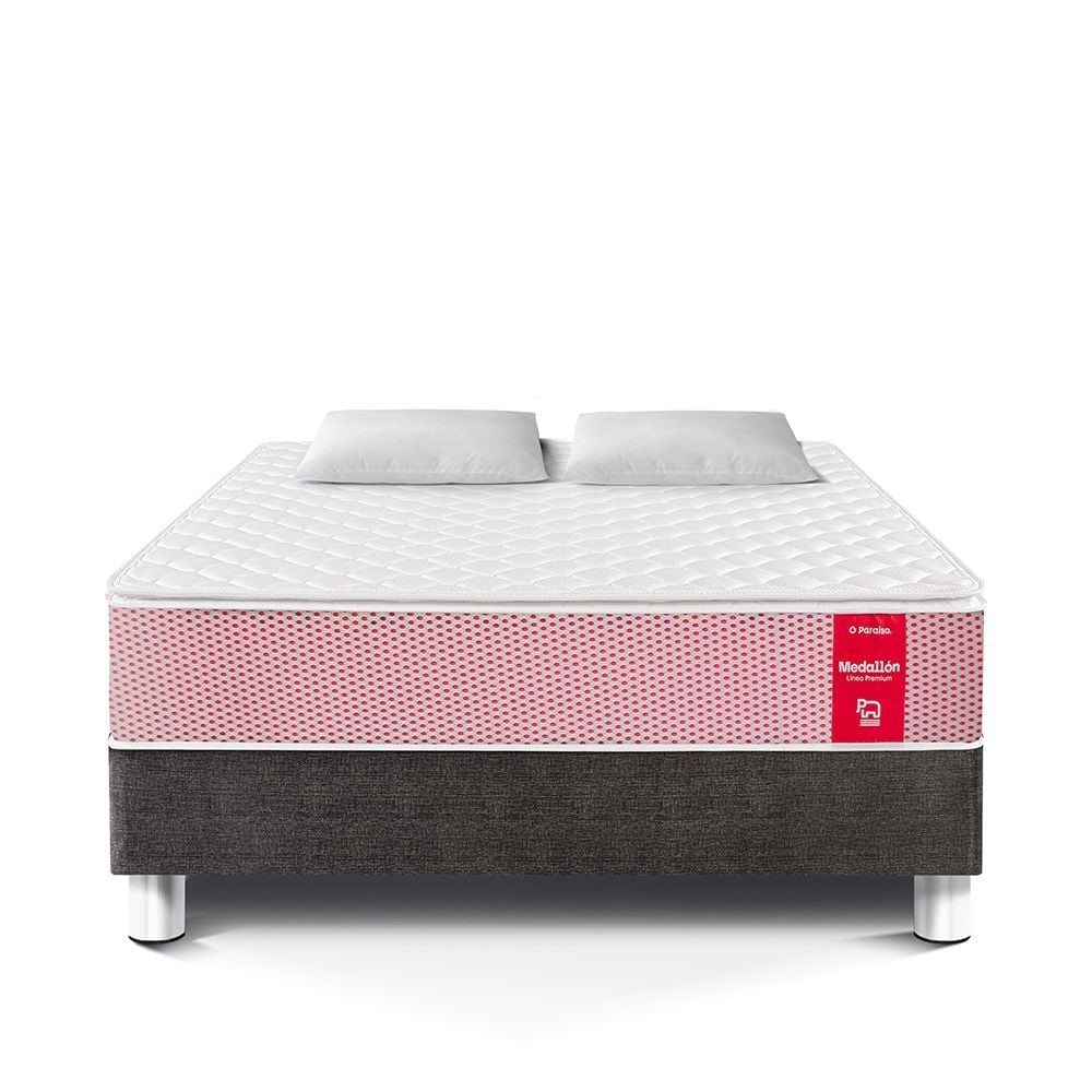 CAMA AMERICANA PARAÍSO MEDALLÓN ERGOSOFT 2 PLAZAS ACERO + 2 ALMOHADAS + PROTECTOR - 3