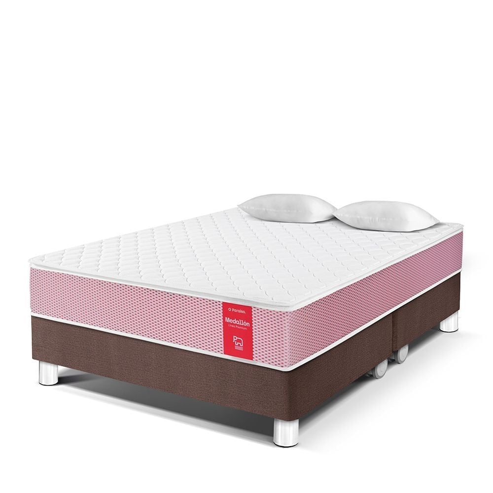 CAMA AMERICANA PARAÍSO MEDALLÓN ERGOSOFT QUEEN CHOCOLATE + 2 ALMOHADAS + PROTECTOR - 1