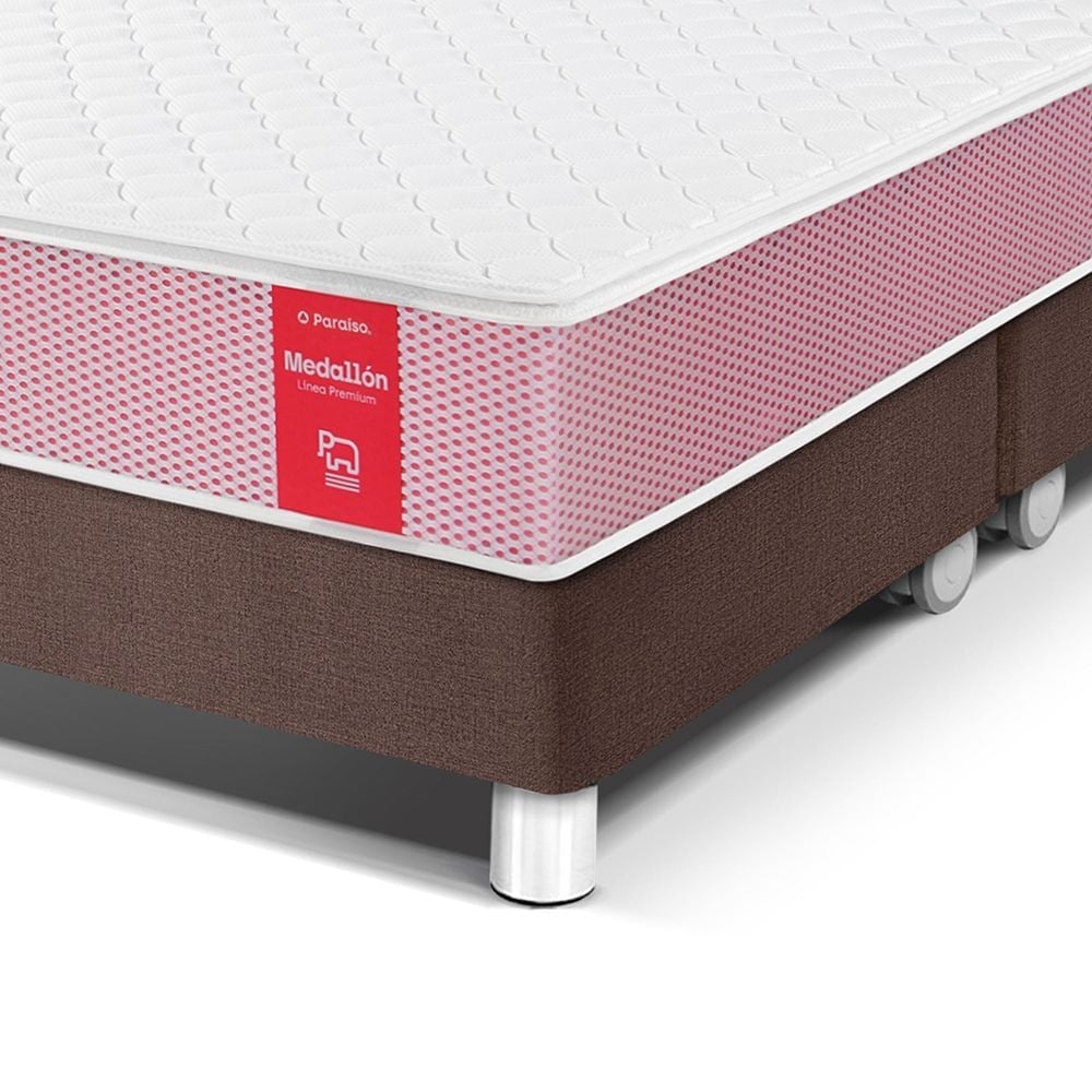 CAMA AMERICANA PARAÍSO MEDALLÓN ERGOSOFT QUEEN CHOCOLATE + 2 ALMOHADAS + PROTECTOR - 2