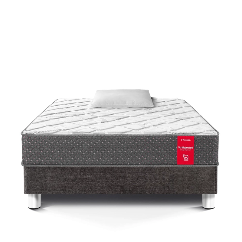 CAMA AMERICANA PARAÍSO SU MAJESTAD DE LUJO 1.5 PLAZAS ACERO + 1 ALMOHADA + PROTECTOR - 3