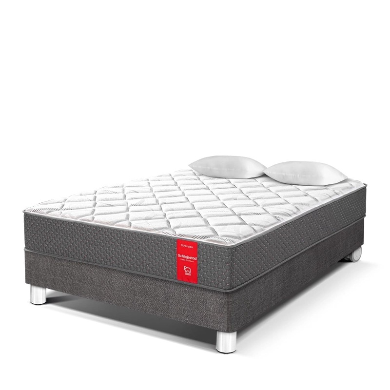 CAMA AMERICANA PARAÍSO SU MAJESTAD DE LUJO 2 PLAZAS ACERO + 2 ALMOHADAS + PROTECTOR - 1