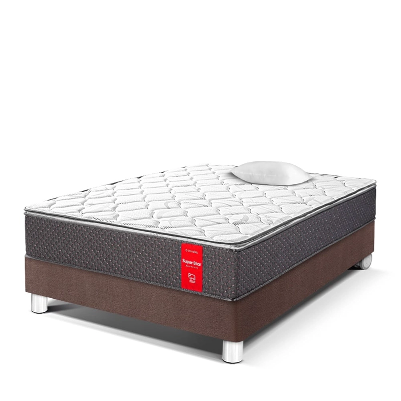 CAMA AMERICANA PARAÍSO SUPER STAR 1.5 PLAZAS CHOCOLATE + 1 ALMOHADA + PROTECTOR - 1