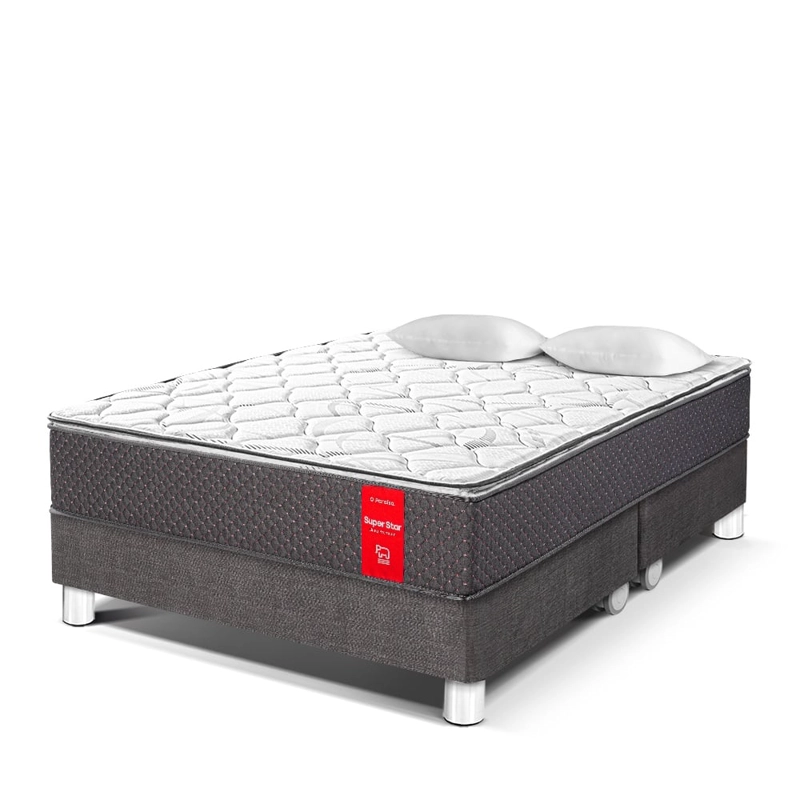 CAMA AMERICANA PARAÍSO SUPER STAR QUEEN ACERO + 2 ALMOHADAS + PROTECTOR - 1