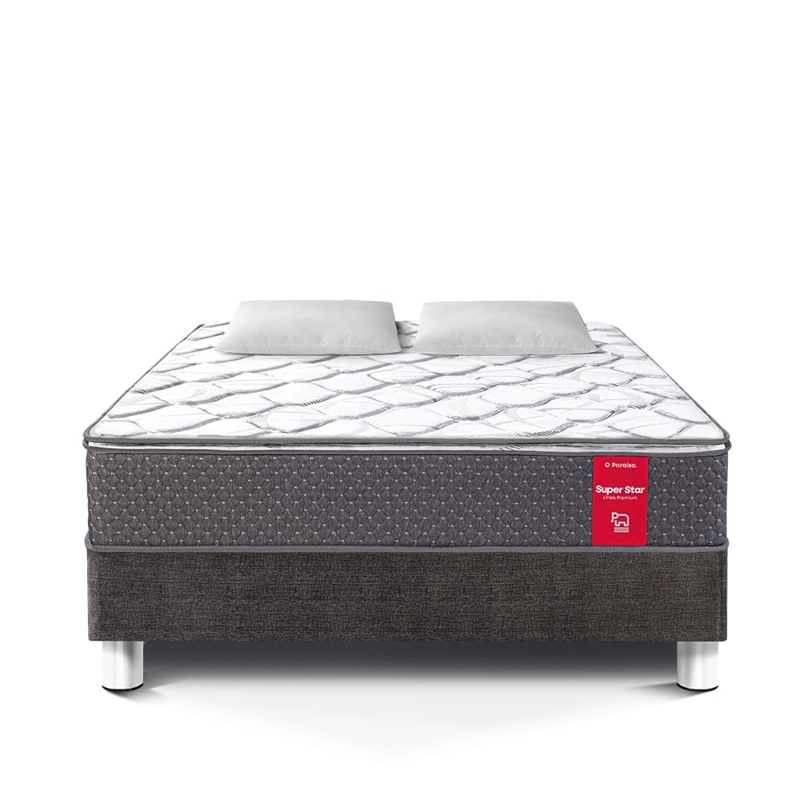 CAMA AMERICANA PARAÍSO SUPER STAR QUEEN ACERO + 2 ALMOHADAS + PROTECTOR - 3