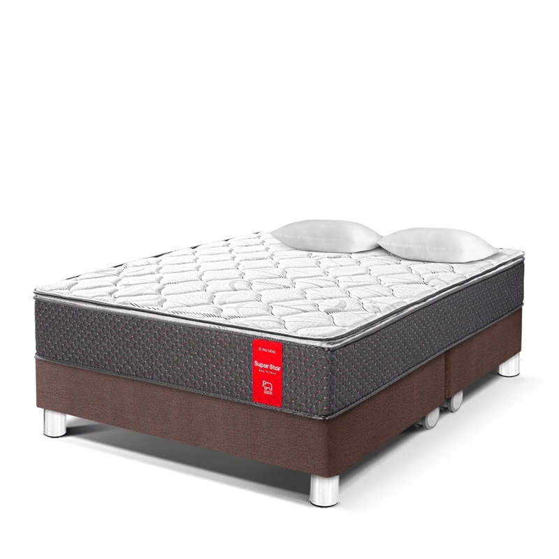 CAMA AMERICANA PARAÍSO SUPER STAR KING CHOCOLATE + 2 ALMOHADAS + PROTECTOR - 1