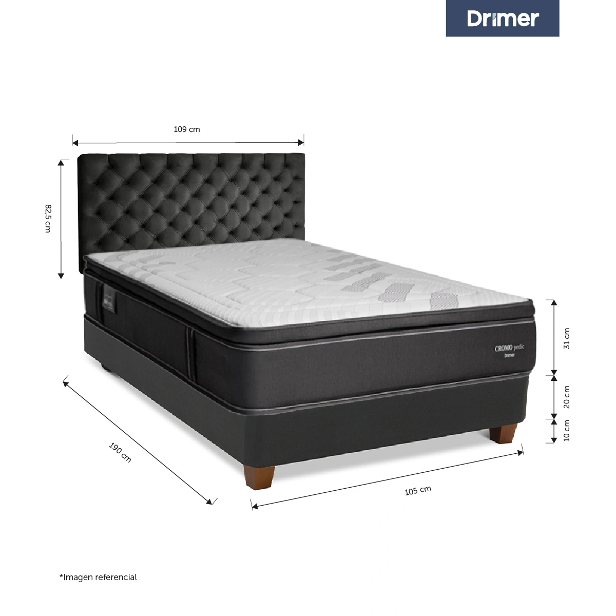 DORMITORIO AMERICANO DRIMER CROMOPEDIC 1.5 PLAZAS - 3