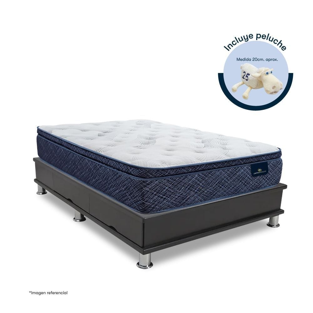 CAMA CON CAJONES SERTA FINEZZA 2 PLAZAS GRIS - 1