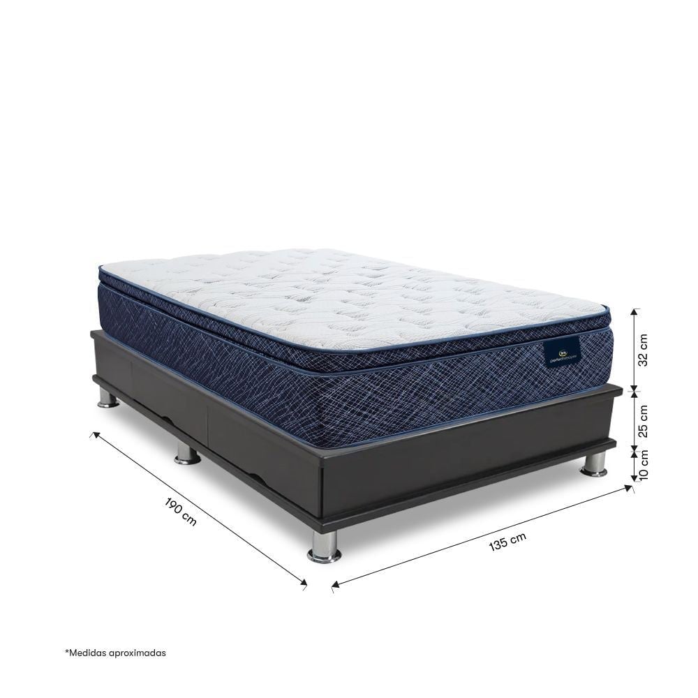 CAMA CON CAJONES SERTA KENYA 2 PLAZAS GRIS - 3