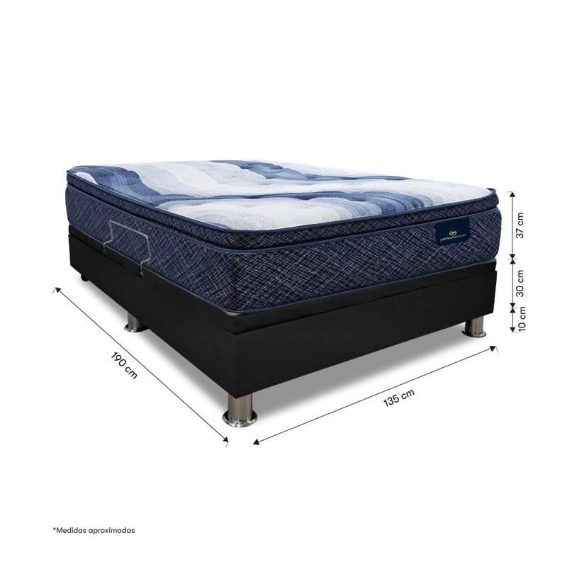 CAMA BOXET SERTA CHARLOTTE SKY 2 PLAZAS GRIS - 3