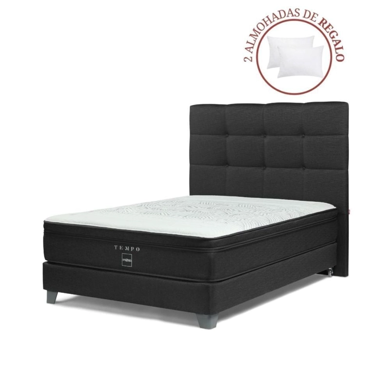 DORMITORIO ROSEN TEMPO 2 PLAZAS ISSEY GRAFITO + 2 ALMOHADAS - 1
